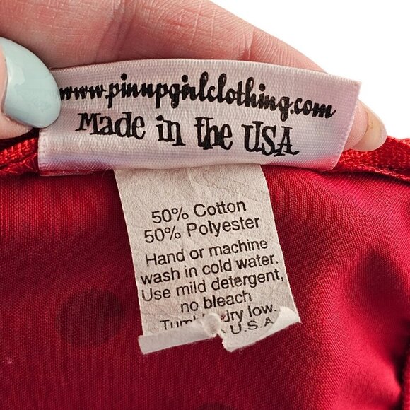 Deadly Dames Polka Dot Red Black Dress Sz M - Picture 7 of 11